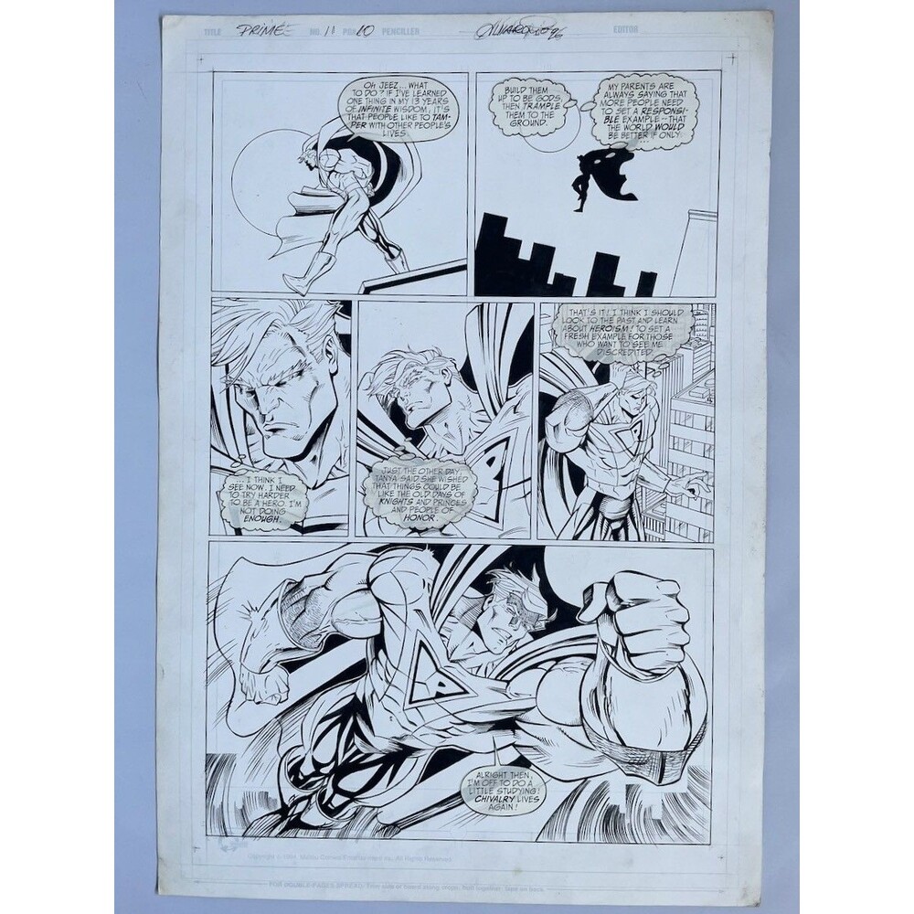 Original Comic Art by Al Rio - Prime #11 p 10, 1996 Malibu Comics IN EVERY PANEL